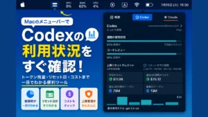 MacのメニューバーからCodexの利用状況をすぐ確認できることを示したアイキャッチ画像
